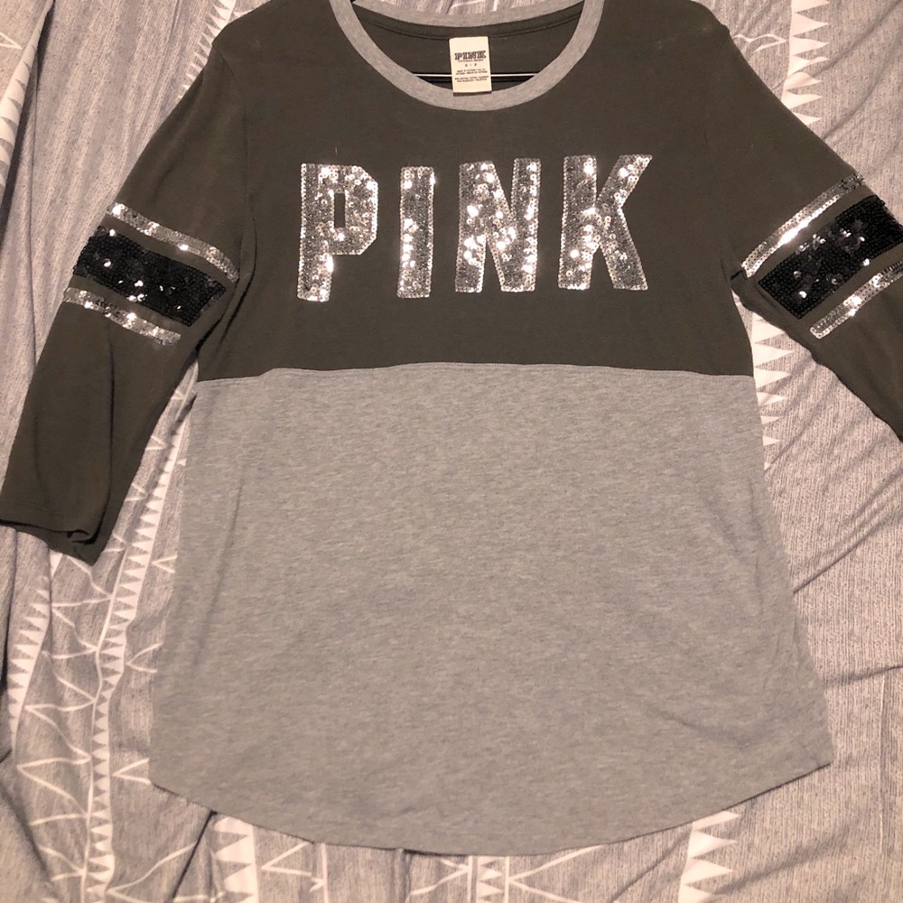 PINK size small quarter sleeve shirt with sequins